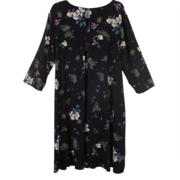 J Jill Wearever Perfect Black Floral Ballet Sleeve Dress Size 2X - Picture 6 of 16